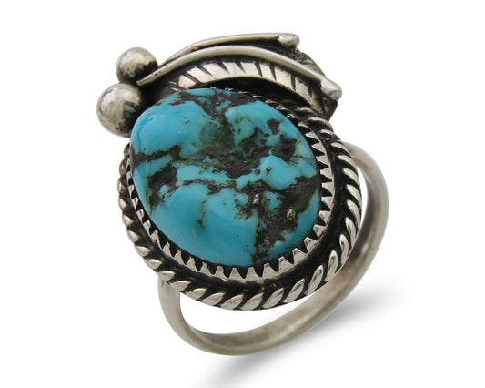 Navajo Handmade Ring 925 Silver Natural Turquoise Native Artist C.80's