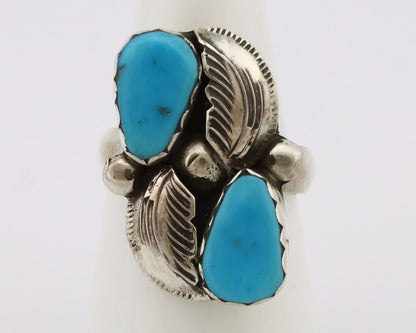 Zuni Ring 925 Silver Natural Blue Turquoise Signed Simplicio C.80's