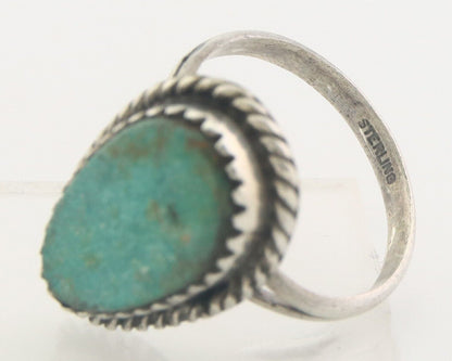 Navajo Ring 925 Sterling Natural Turquoise Native Artist C.80's Size 6.0