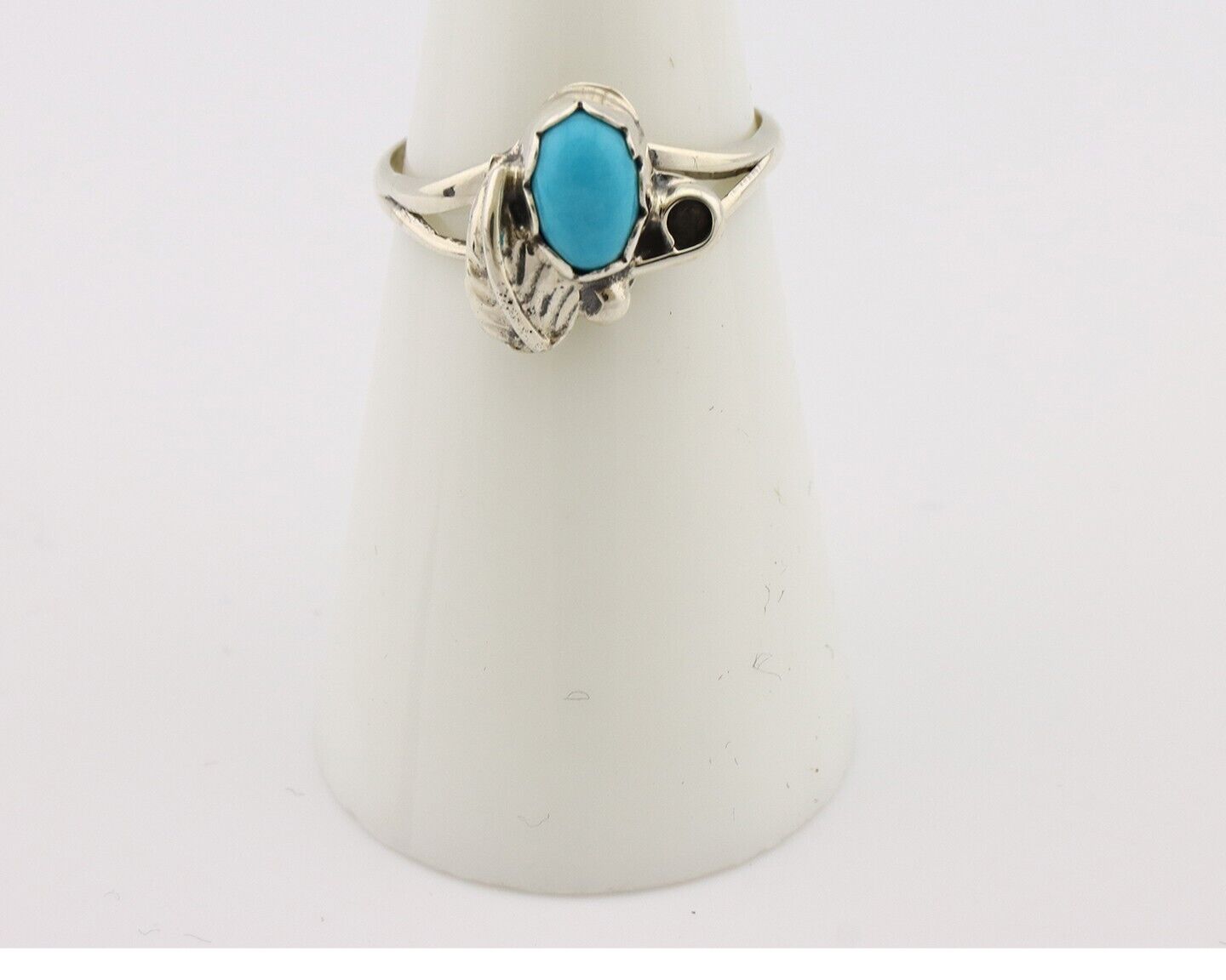 Navajo Ring .925 Silver Sleeping Beauty Turquoise Native American Artist C.80's