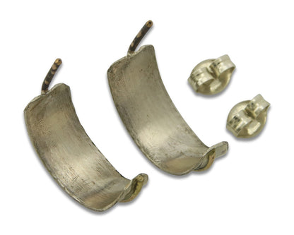 Navajo Hoop Earrings 925 Silver & Gold Native American Artist C.80's