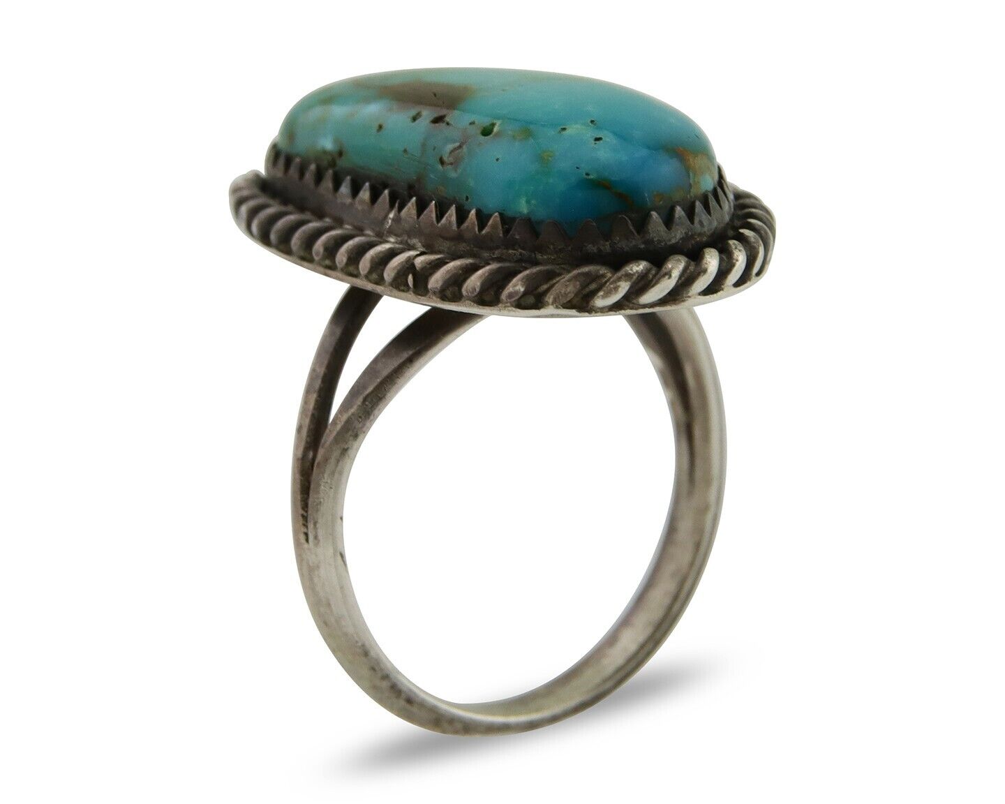Navajo Ring 925 Silver Blue Turquoise Native American Artist C.80's