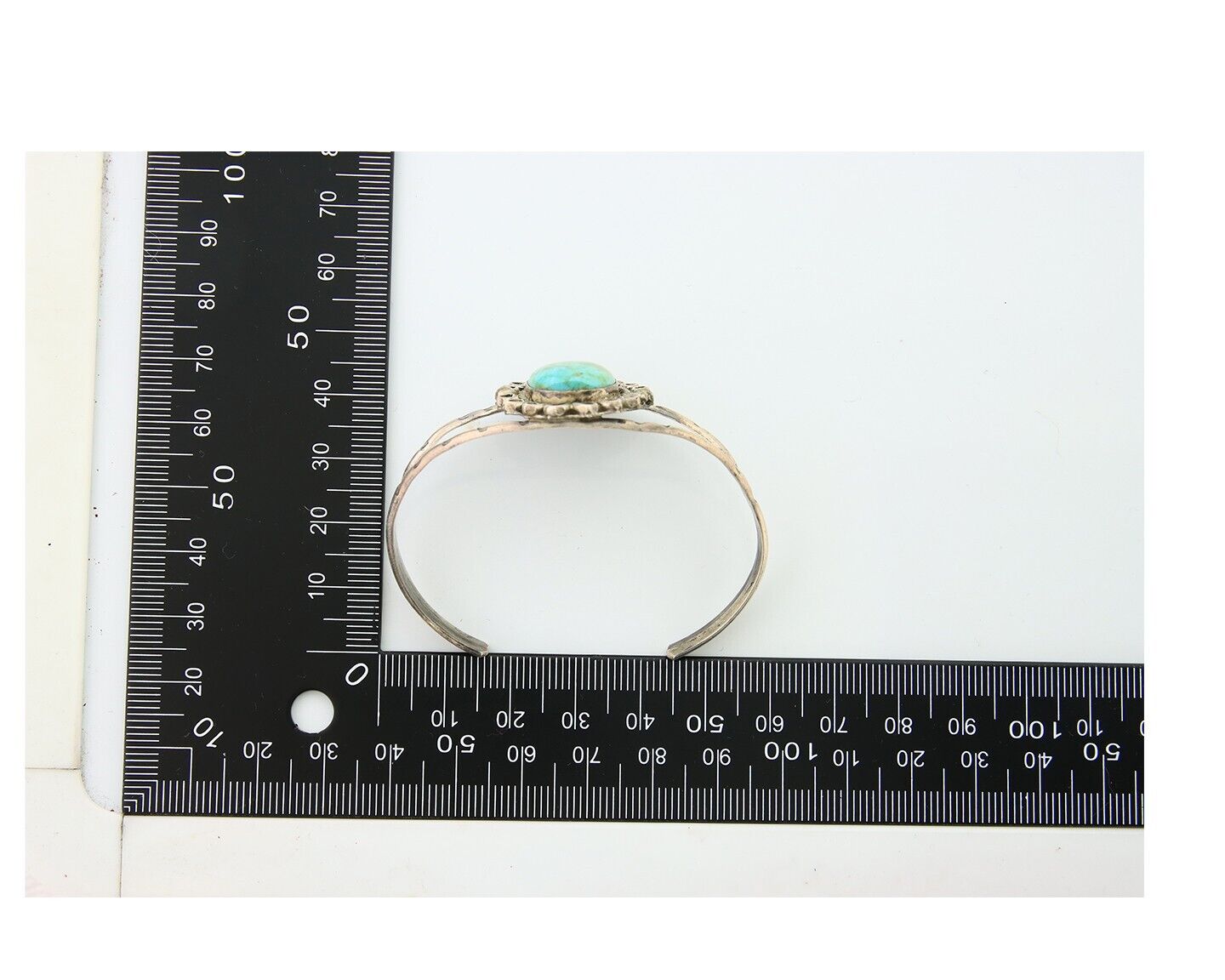 Navajo Bracelet 925 Silver Turquoise Cuff Artist Signed NJ C.80's