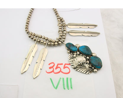 Navajo Necklace Sterling Silver Turquosie Authentic Vintage Signed Ben S