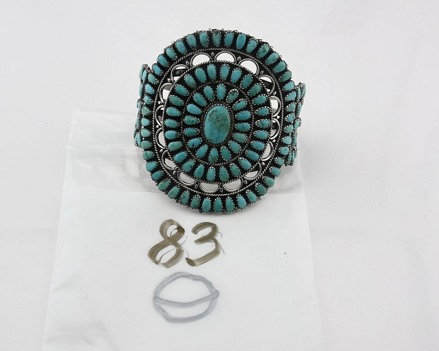 Navajo Cuff Bracelet Sterling Silver Kingman Vintage Turquoise Signed LMB C.80's