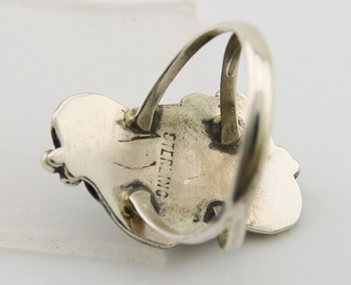 Navajo Ring 925 Sterling Silver Natural Turquoise Native American Artist C.80's