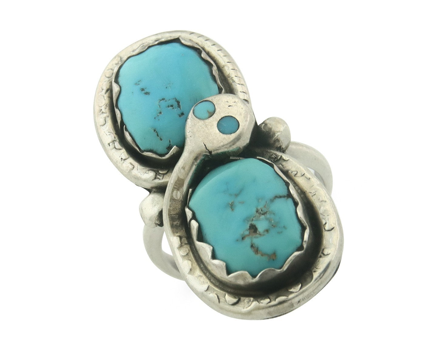 Vintage Zuni Ring 925 Sterling Silver Turquoise Signed Effie Calavasa Size 6.0