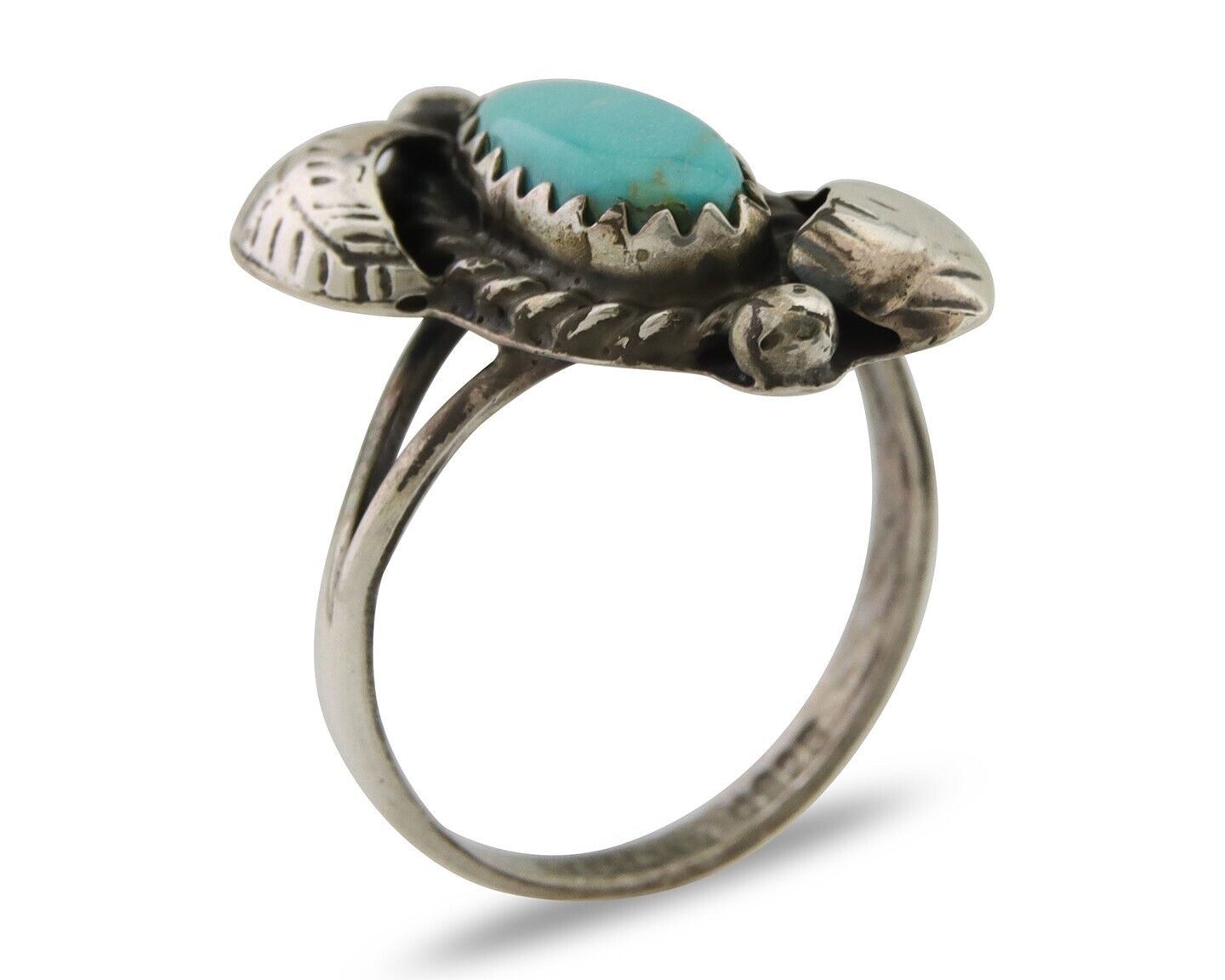 Navajo Ring 925 Silver Natural Blue Turquoise Native American Artist C.80's