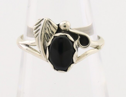 Navajo Handmade Ring 925 Silver Natural Onyx Native Artist Size 5.5 C.80's