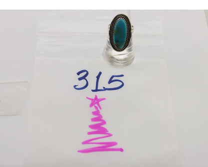 Navajo Ring 925 Silver Natural Blue Turquoise Native American Artist C.80's