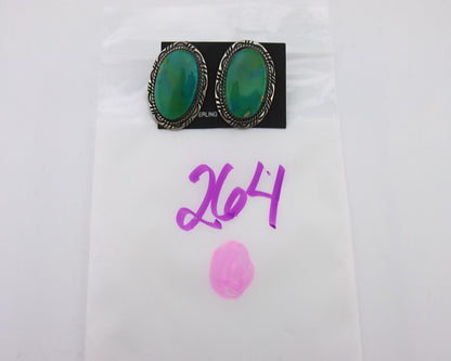 Navajo Handmade Earrings 925 Silver Turquoise Native American Artist C.80s