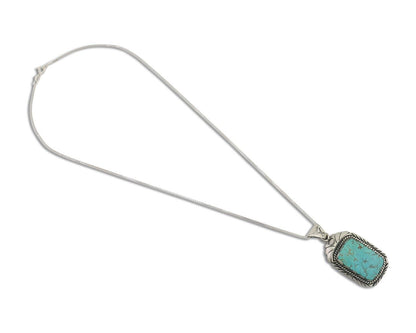 Navajo Necklace 925 Silver Turquoise Native Artist Signed Sunset C.80's