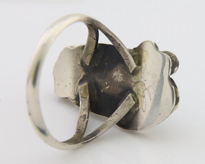 Navajo Ring 925 Silver Sleeping Beauty Turquoise Signed Justin Morris C.80's