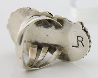 Navajo Ring 925 Silver Natural Turquoise Artist Signed LR C.80's