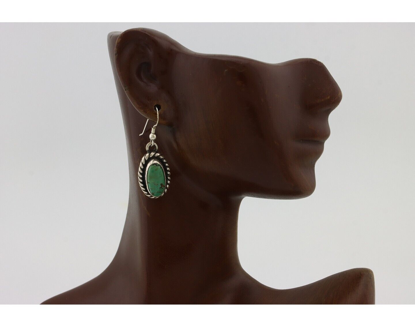 Navajo Earrings 925 Silver Natural Green Turquoise Native Artist C.80s