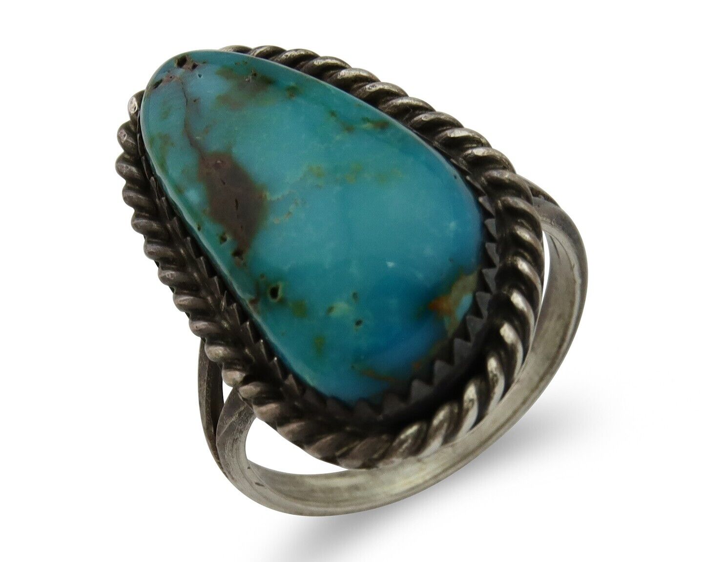 Navajo Ring 925 Silver Blue Turquoise Native American Artist C.80's