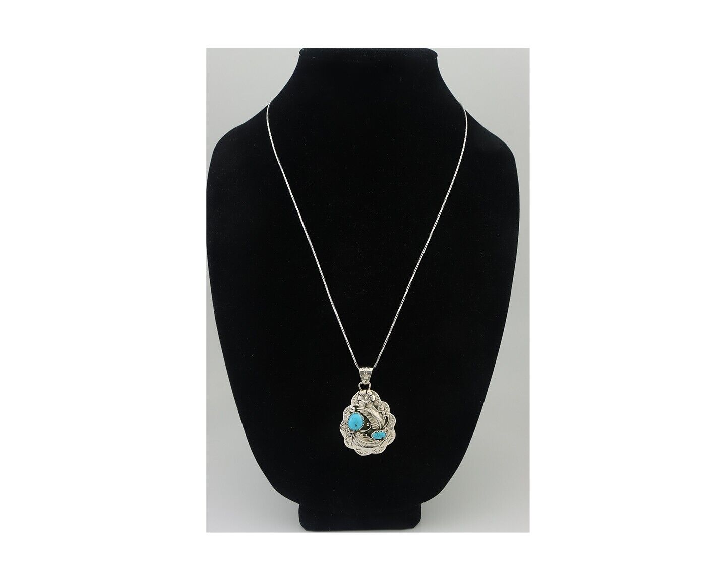 Navajo Necklace 925 Silver Turquoise Native Artist Signed Wilbert Benally C.80s