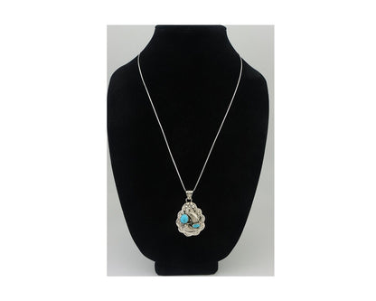 Navajo Necklace 925 Silver Turquoise Native Artist Signed Wilbert Benally C.80s