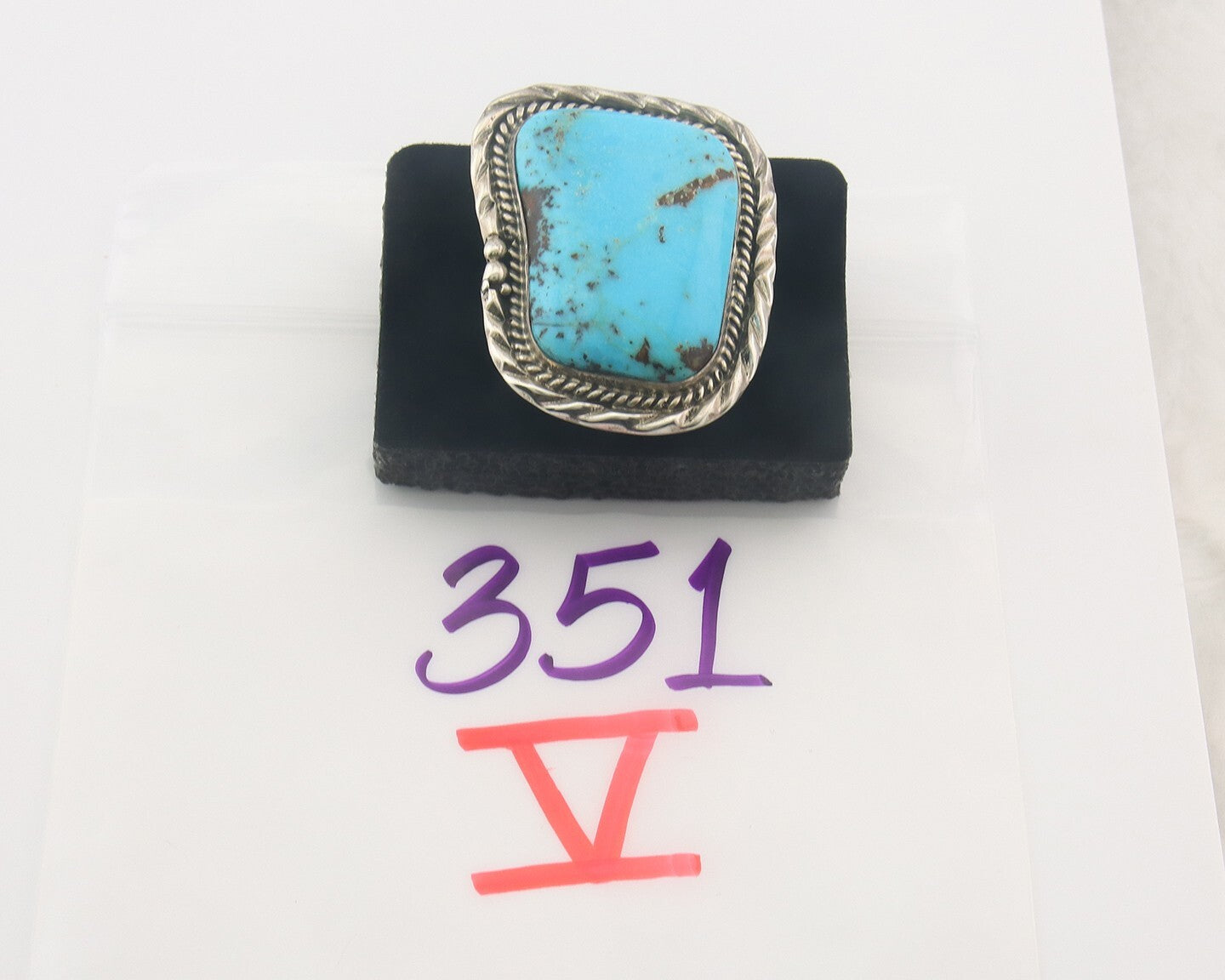 Vintage Navajo Ring 925 Sterling Authentic Turquoise Signed D Zachary Size 11
