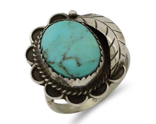 Navajo Handmade Ring 925 Silver Kingman Turquoise Native American Artist C.80's