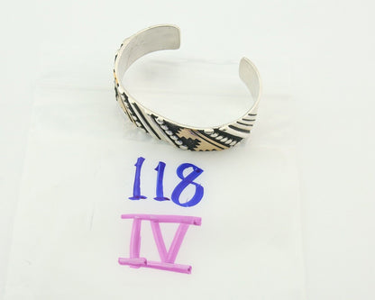 Navajo Bracelet Gold & 925 Silver Handmade 16 mm Wide Signed Thomas Singer C80s