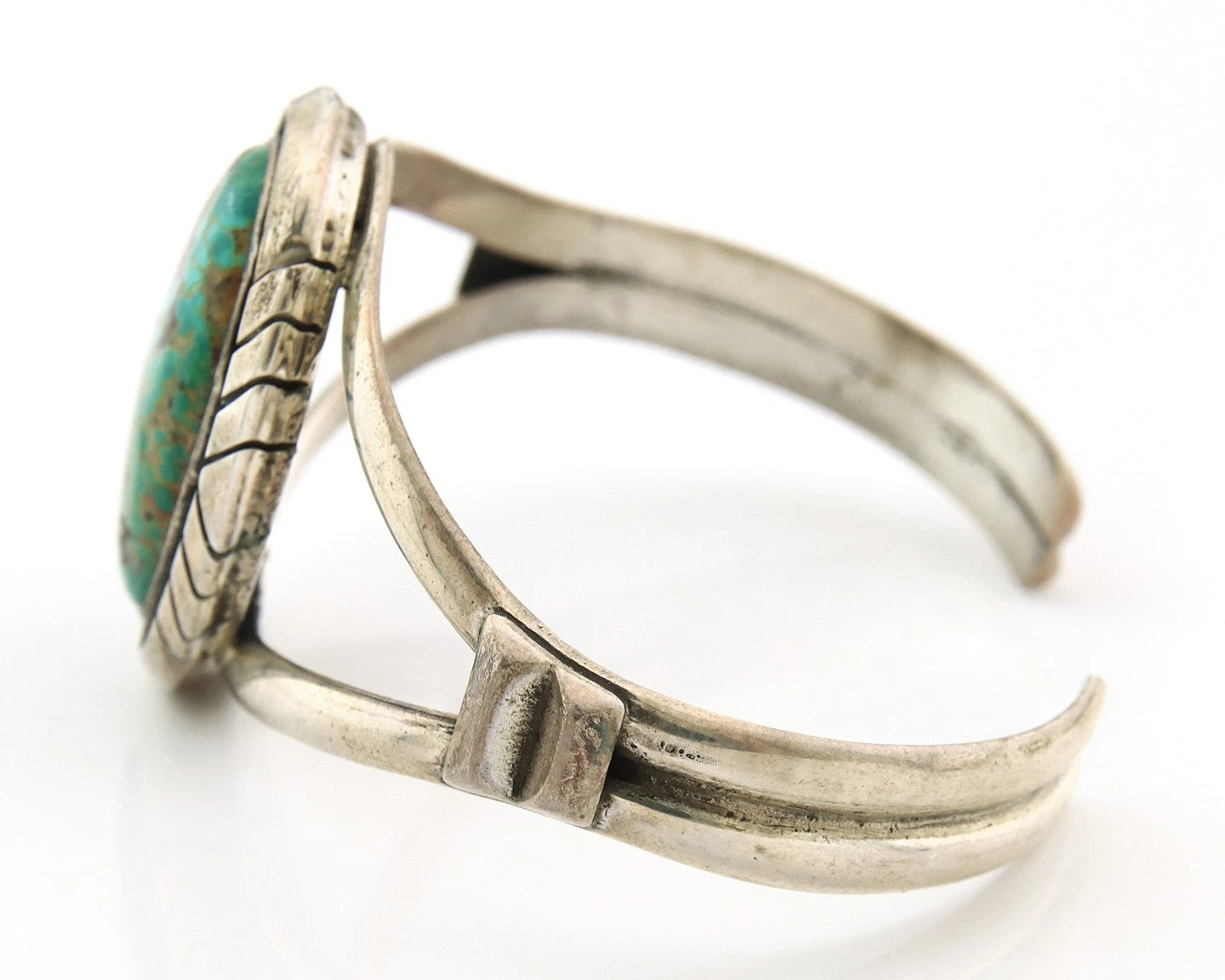 Navajo Cuff Bracelet Sterling Silver Vintage Turquoise Handmade Signed Sunrise