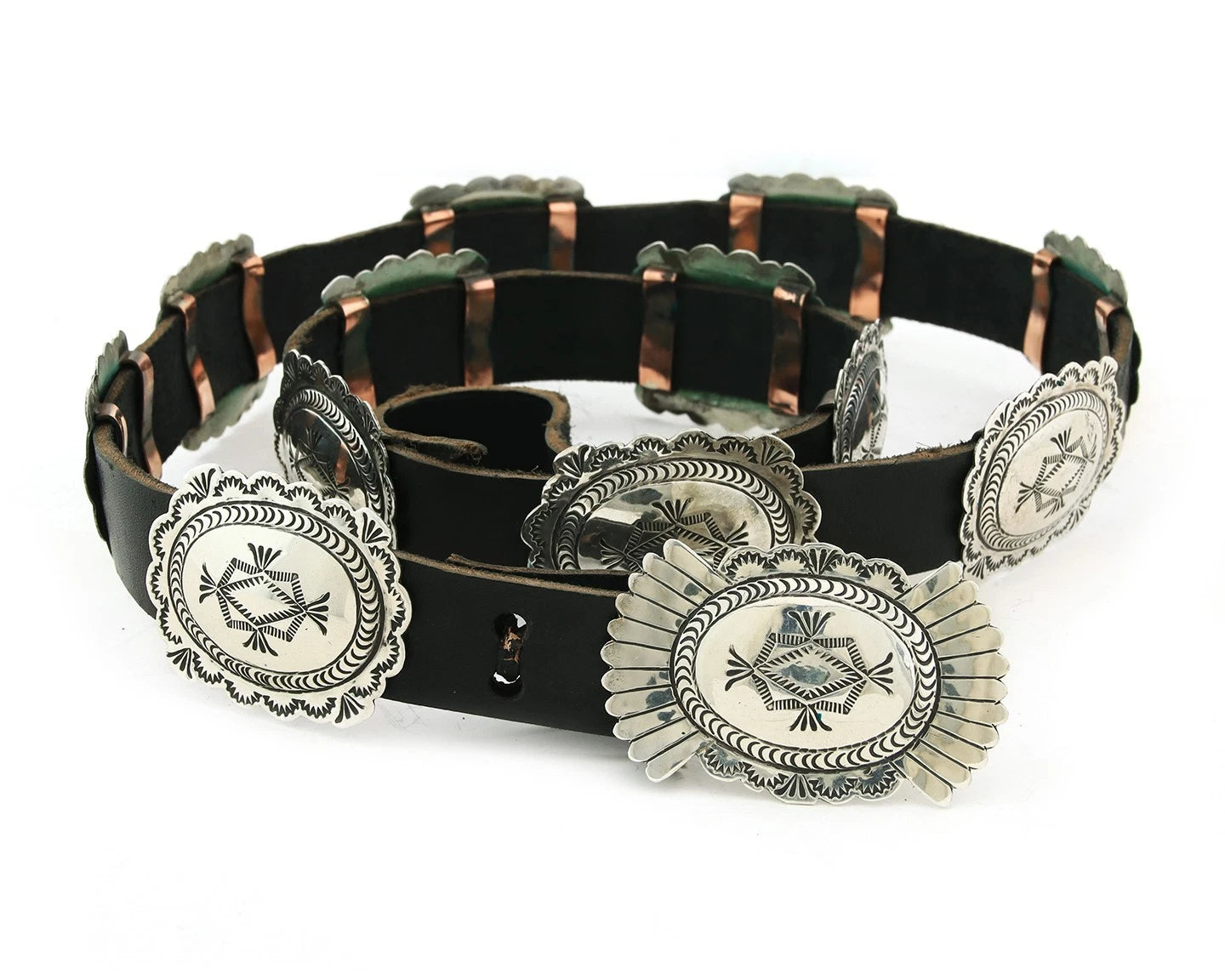 Navajo Concho Belt Sterling Silver Handmade Artist Signed DJ Vintage
