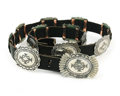 Navajo Concho Belt Sterling Silver Handmade Artist Signed DJ Vintage