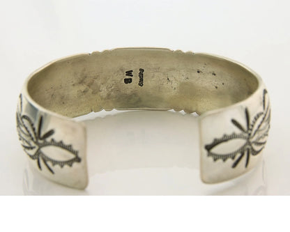 Navajo Cuff Bracelet Sterling Silver Natural Gemstone Vintage Signed WB