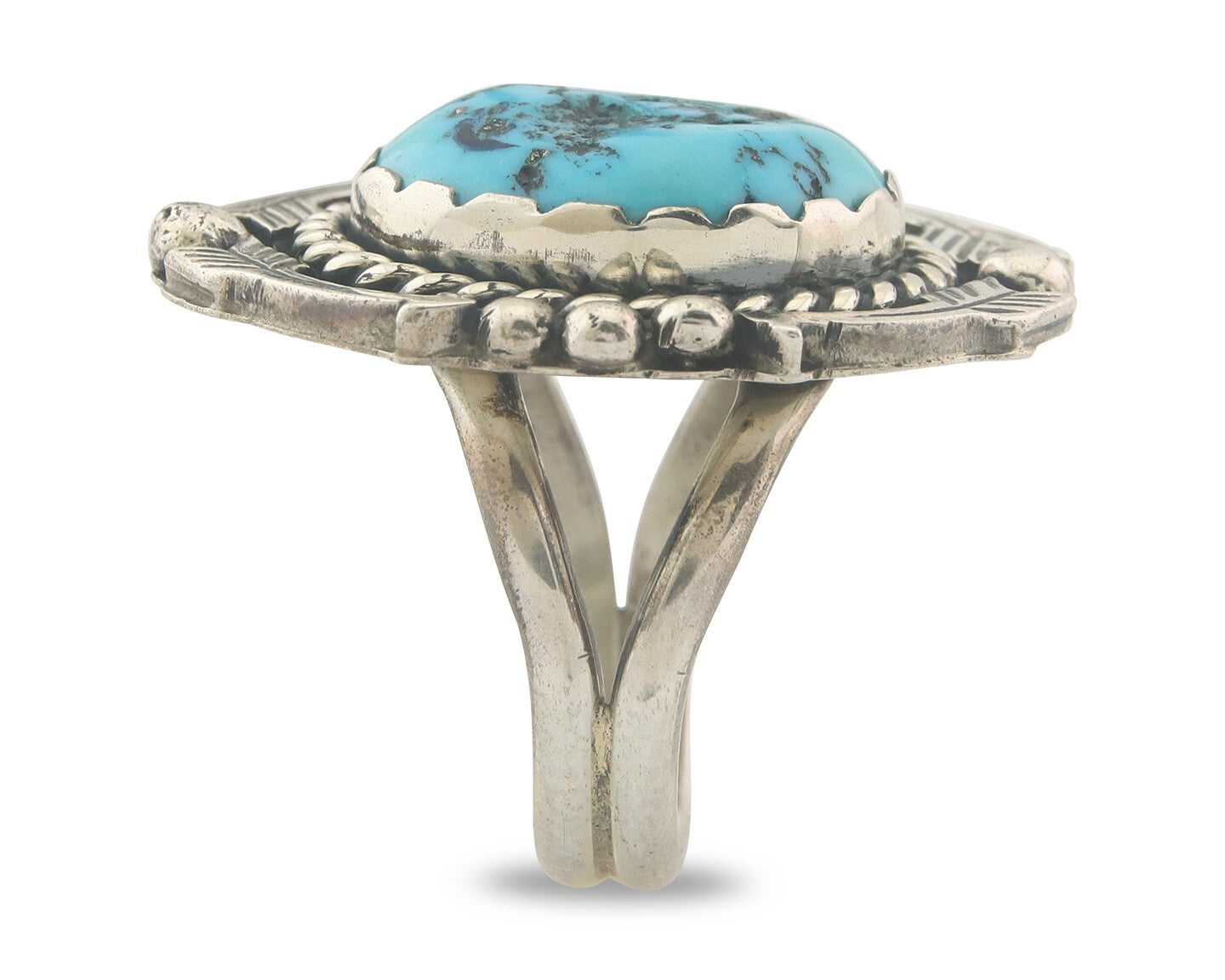 Vintage Navajo Ring 925 Sterling Authentic Turquoise Signed A Sz 10