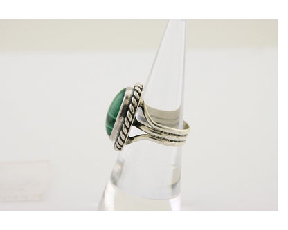 Navajo Ring 925 Silver Natural Malachite Native American Artist C.80's