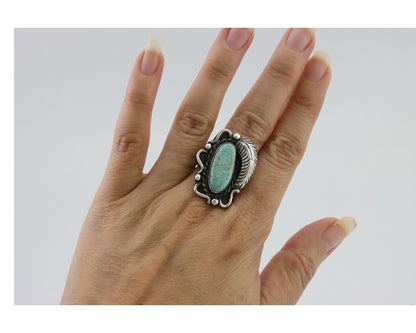 Navajo Handmade Ring 925 Silver Mine 8 Turquoise Native Artist C.80's