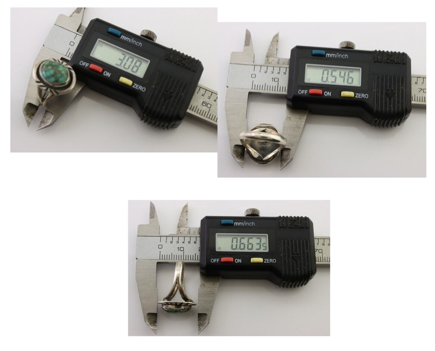 Navajo Ring 925 Silver Spiderweb Turquoise Native American Artist C.80's