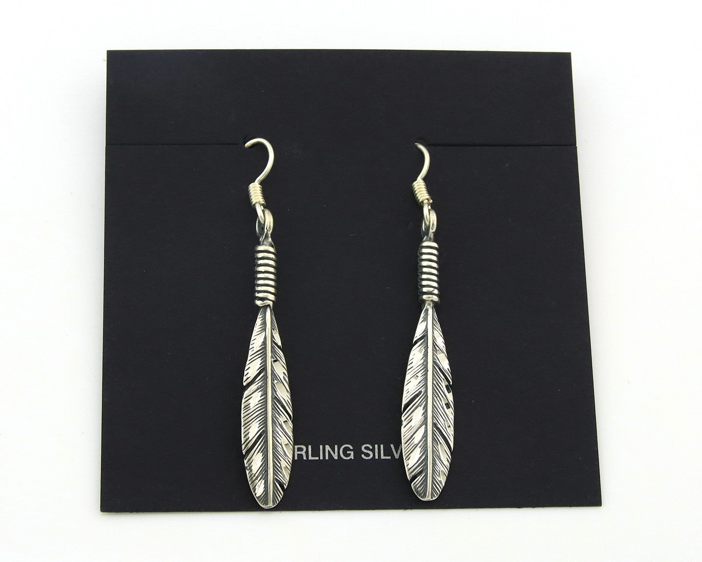 Navajo Eagle Feather Earrings Sterling Silver Dangle Vintage