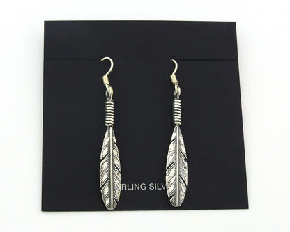 Navajo Eagle Feather Earrings Sterling Silver Dangle Vintage