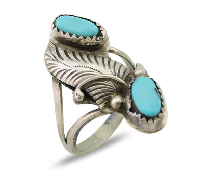 Navajo Handmade Ring 925 Silver Kingman Turquoise Native American Artist C.80's