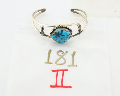 Navajo Bracelet 925 Silver Natural Blue Turquoise Native American Artist C.80s