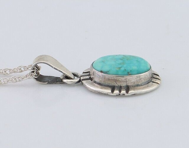 Navajo Necklace 925 Silver Natural Kingman Turquoise Native American C.80's