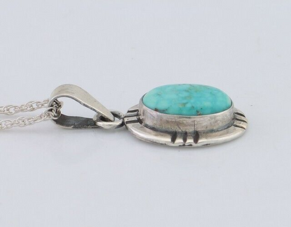 Navajo Necklace 925 Silver Natural Kingman Turquoise Native American C.80's