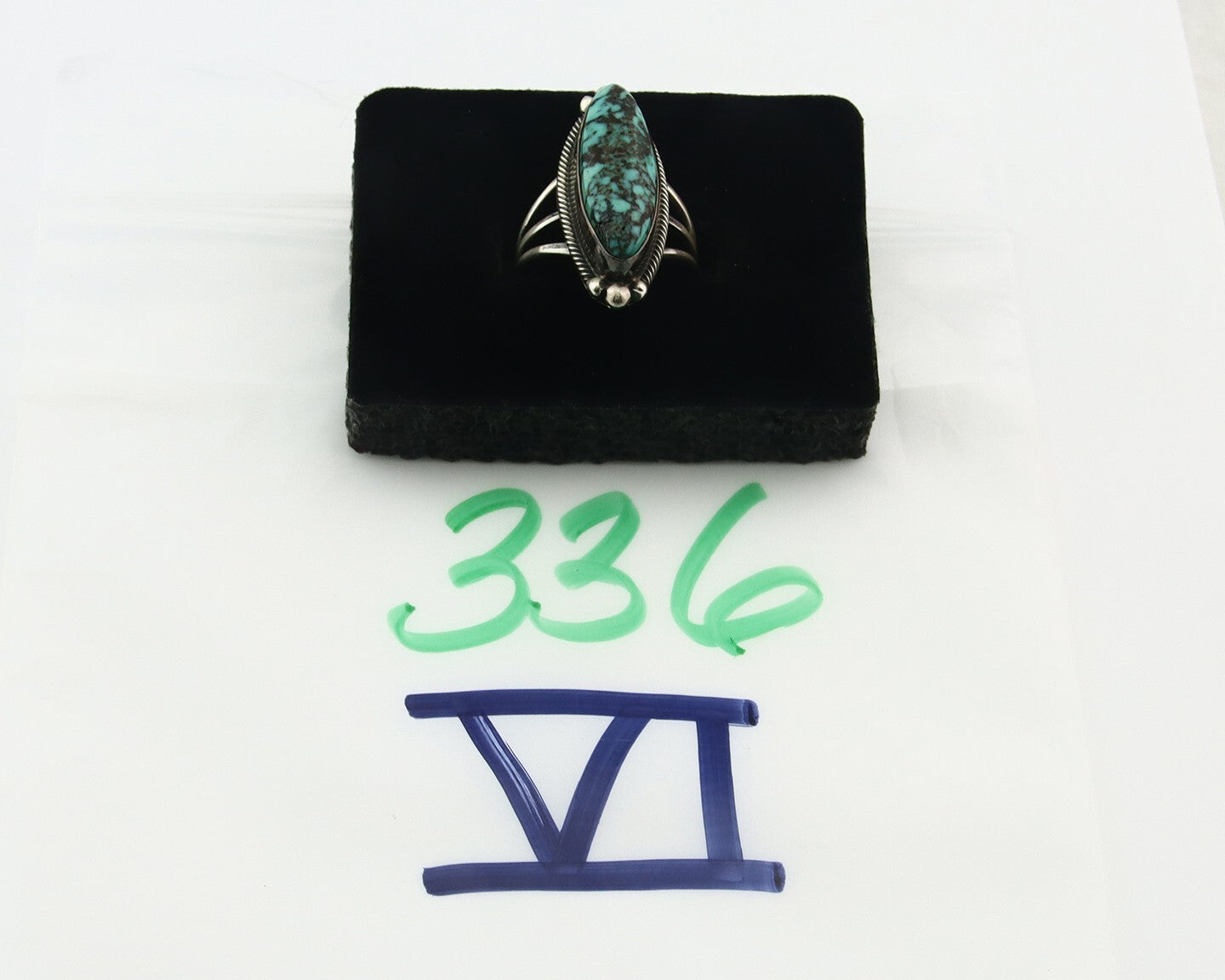 Vintage Navajo Ring 925 Sterling Silver Turquoise Signed MP Size 6.25