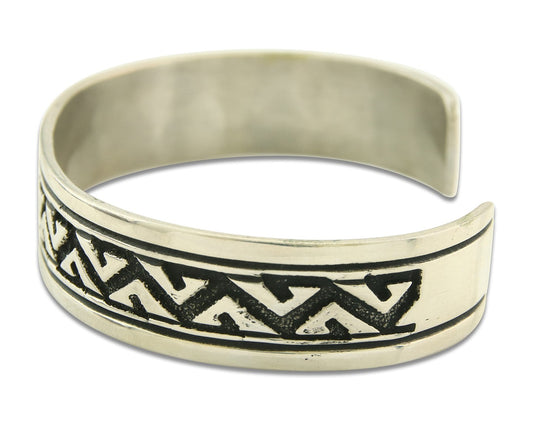 Mens's Navajo Bracelet 925 Silver Artist Signed Thomas Singer Cuff Made 1980's