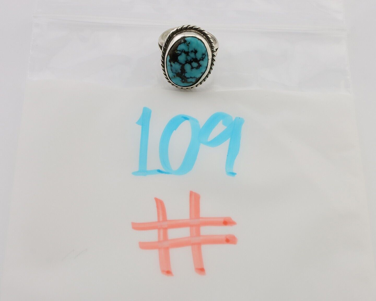 Navajo Ring 925 Silver Natural Blue Turquoise Native American Artist C.80's