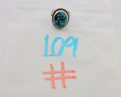 Navajo Ring 925 Silver Natural Blue Turquoise Native American Artist C.80's