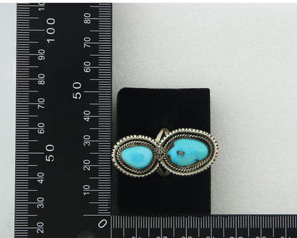 Vintage Navajo Ring Sterling Silver Turquoise Signed Tom Willeto Size 7.0