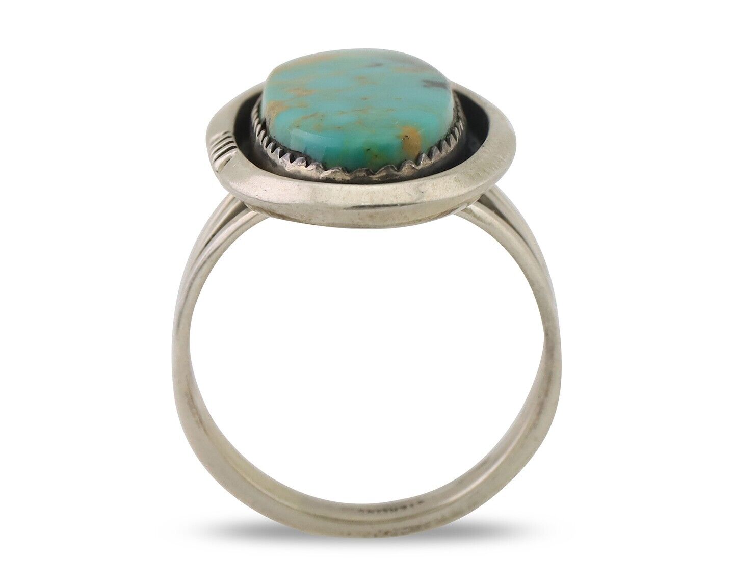 Navajo Ring 925 Silver Natural Blue Turquoise Native American Artist C.80's