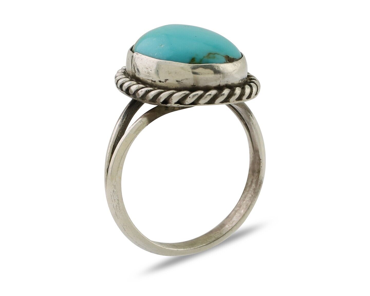 Navajo Ring 925 Silver Natural Blue Turquoise Native American Artist C.80's