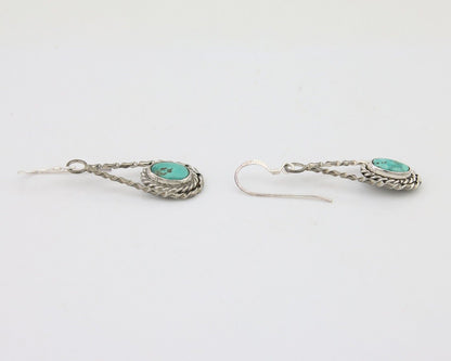 Navajo Dangle Earrings 925 Silver Natural Blue Turquoise Native Artist C.80's