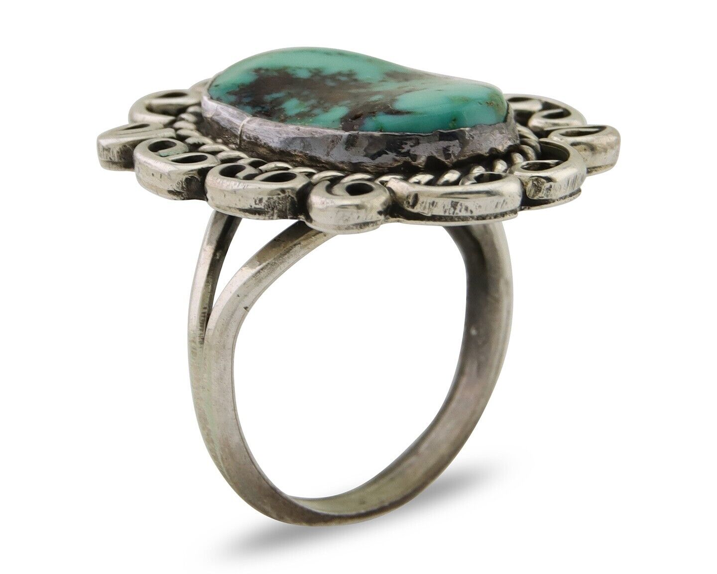 Navajo Ring 925 Silver Royston Turquoise Artist Siged W C.80's