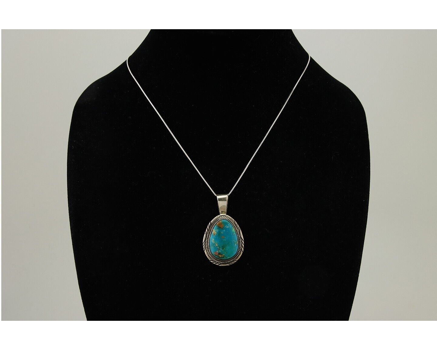 Navajo Necklace 925 Silver Natural Blue Turquoise Artist Signed Mike Begay C.80s