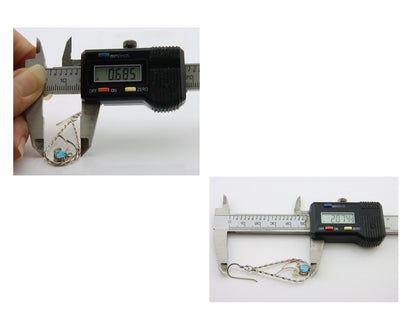 Navajo Dangle Earrings 925 Silver Natural Turquoise Artist Signed JB C.80's